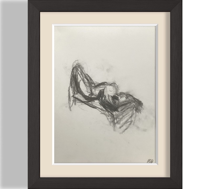 PDQ Artist Original Figurative Woman Abstract Expressive Charcoal 9×12 Drawing