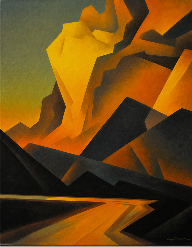 Ed Mell Style Oil Painting Hand Painted Canvas Desert Landscape Art.