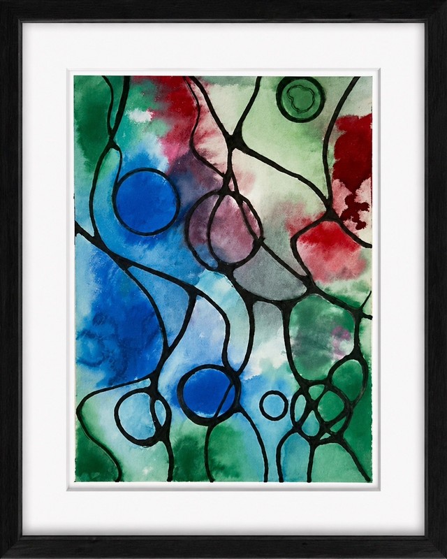 Neurographic Abstract Art 5x7 Original Acrylic Ink Blue Green OOAK gallery