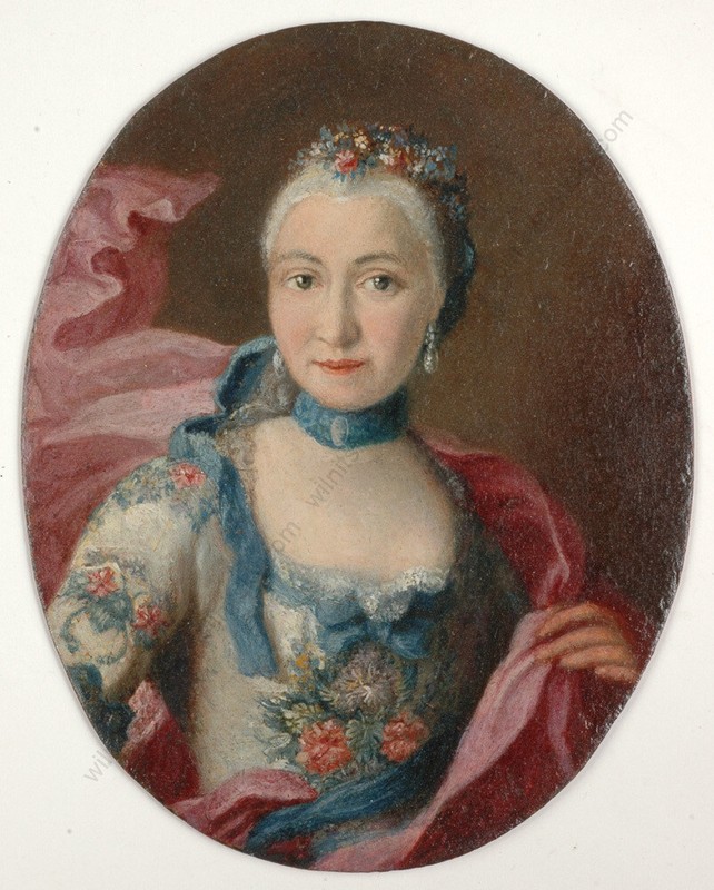 "Portrait of a court lady", important German oil on copper miniature!!, ca. 1745 gallery