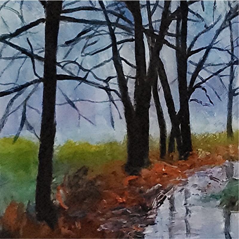 YARY DLUHOS Autumn Fall Winter Landscape New England Trees Original Oil Painting gallery