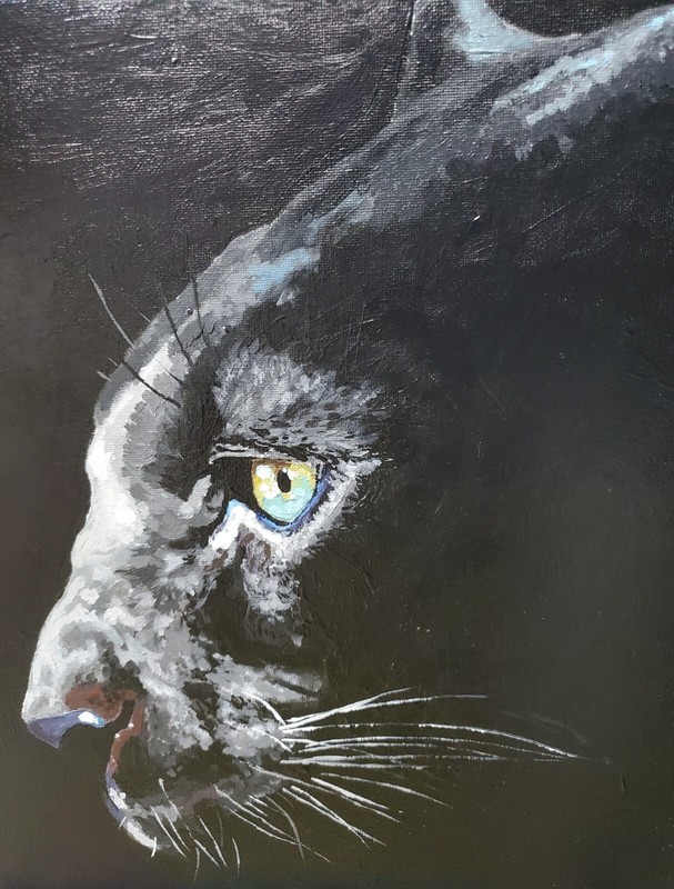 Black Panther original Acrylic painting 11×14 Hard Board Panel Canvas