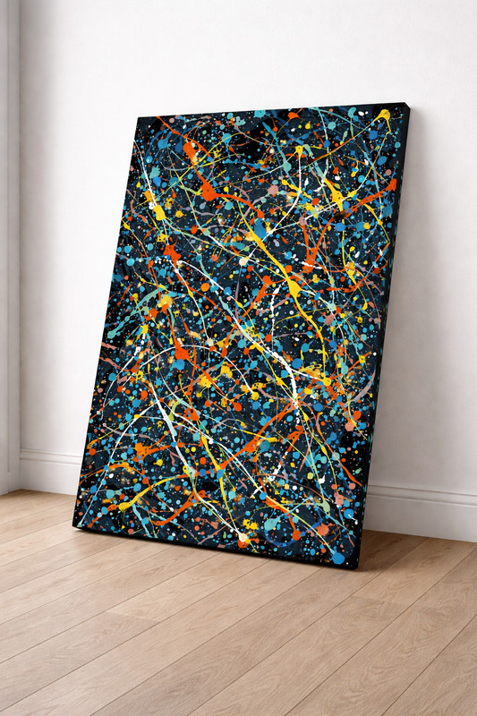 24×36 in Abstract Expressionist Canvas Art Print – Modern Action Style Wall Art