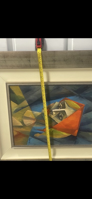 Yuroz “Woman In Red Scarf II” Original Oil on Panel Cubist Painting Framed 2003 gallery