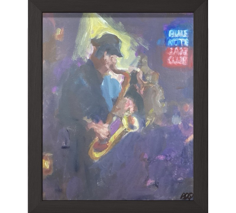 PDQ Artist Original Painting Jazz Sax Impressionistic Art Acrylics 10×8 Canvas