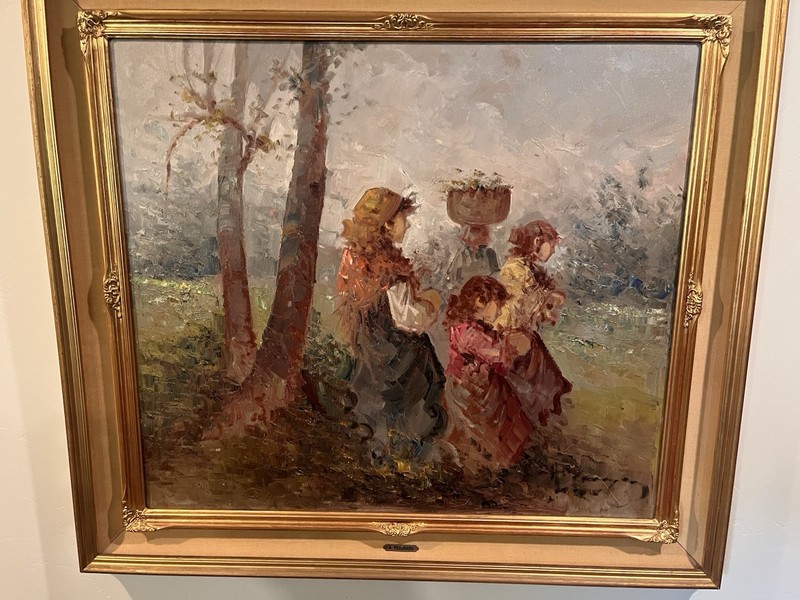 Italian Landscape “Three Girls” Oil Painting by Antonio Pecoraro gallery