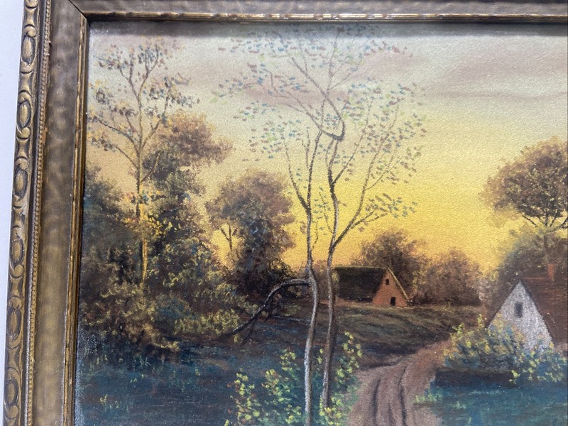 VTG. Pastel Painting Rural Landscape On Paper Signed gallery