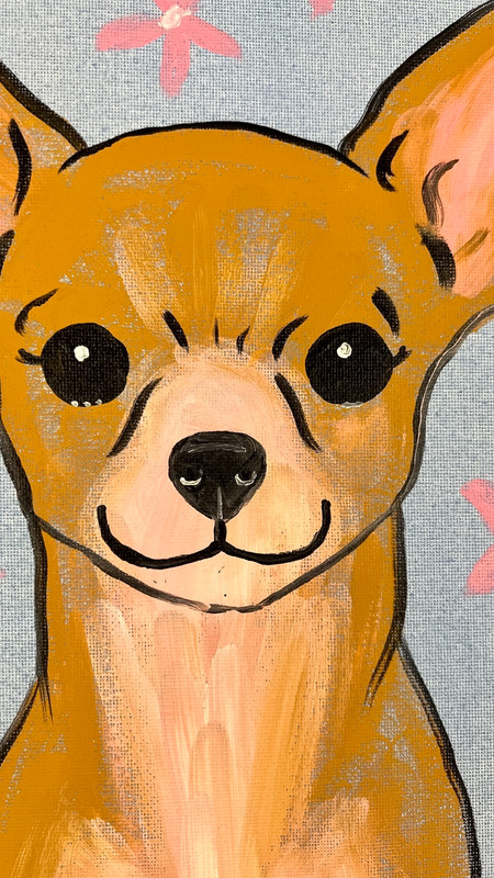 Chihuahua Portrait Painting, Expressive Dog Art 12x12 gallery