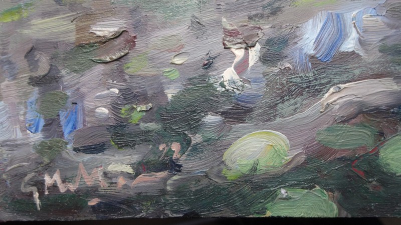 GERRY MILLER-Oil Painting on cardboard."River Reflections". 29.5x40cm gallery