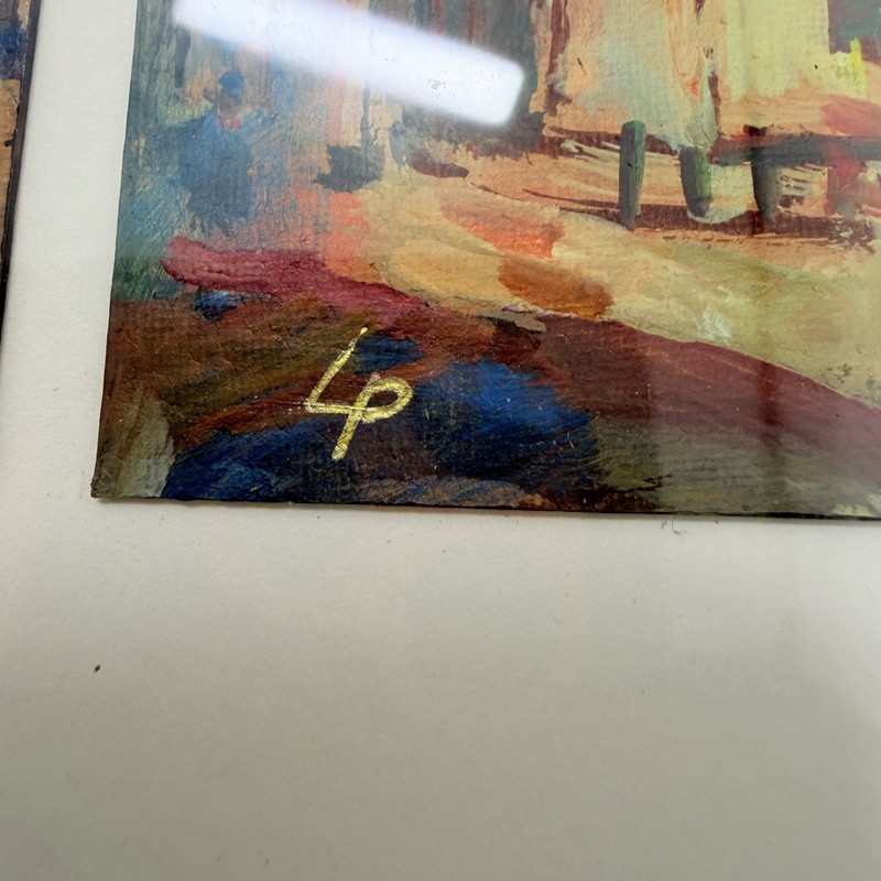 Leo Prúsis Signed LP 2004 Painting Riga Latvia Churches Triptych Framed Art 12” gallery