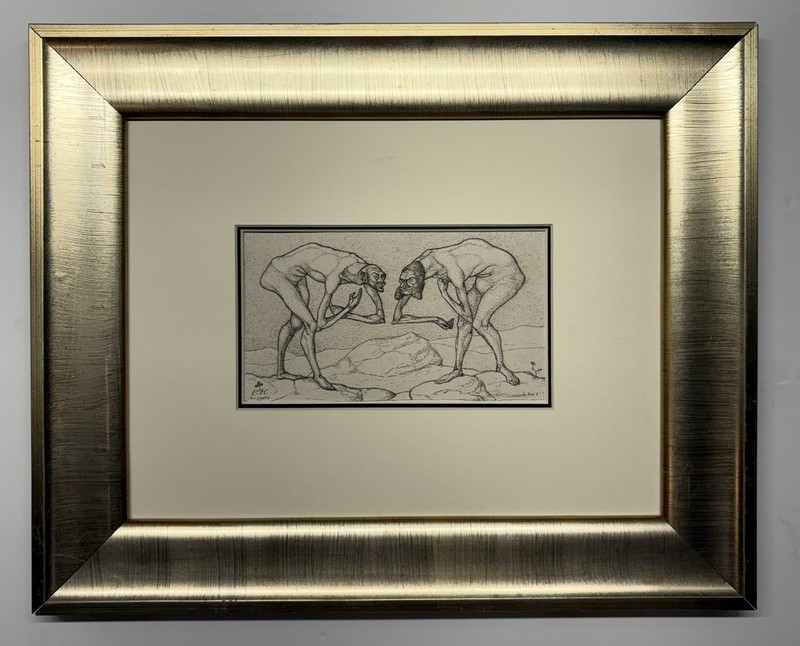 Paul Klee Lithograph Signed & Dated (In The Style Of) 1879-1940s Matted & Framed