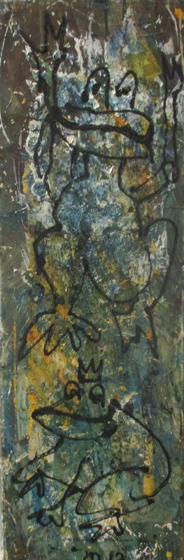 Oil Frogs Toads Amphibians 60×20 Orig. sign. Oil painting-LW ZM art milling