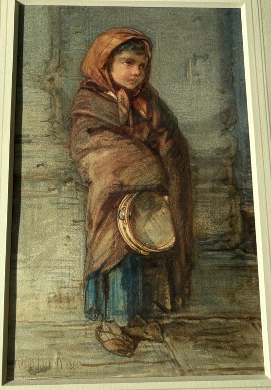 Young Girl. Signed; Guido Bach 1880. Watercolor 7.5”x11.5”/ 15.5”x 19.5”Framed