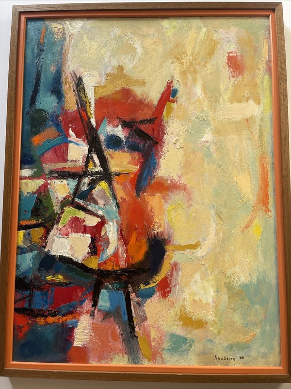 MID CENTURY PAINTING MODERNISM Abstract Colorful Bold 1960 Oil EXPRESSIONISM gallery
