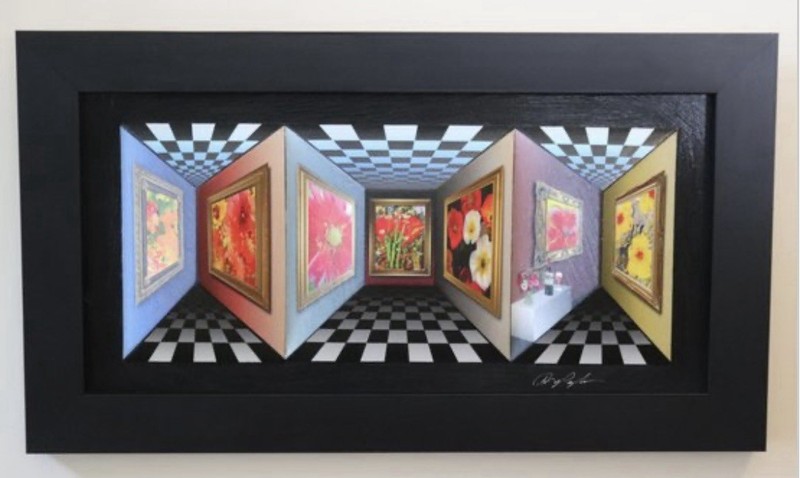 Dominic Pangborn Mixed Media “Tulips & Poppies” 3-Dimensional Wall Art