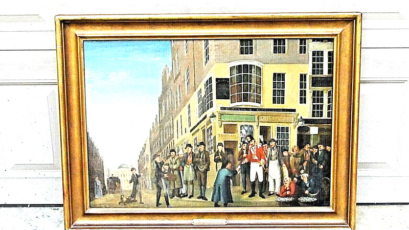 JOHN DICK(18c BRITISH)»HIGH STREET,EDINBURGH»OIL ON CANVAS, EARLY ENGLISH SCENE