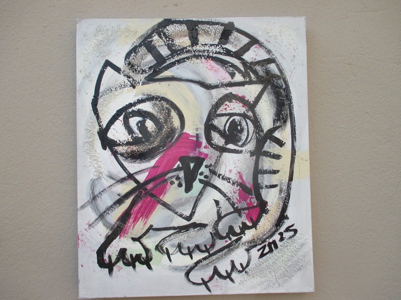 Textured Pink Cats 60x50cm - Original Acrylic Painting Expressive gallery