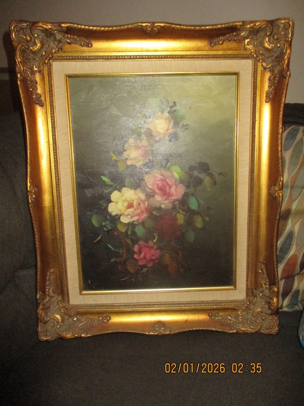 Vintage FLORAL THEME Oil Painting from Robert Sills Gallery (Signed)