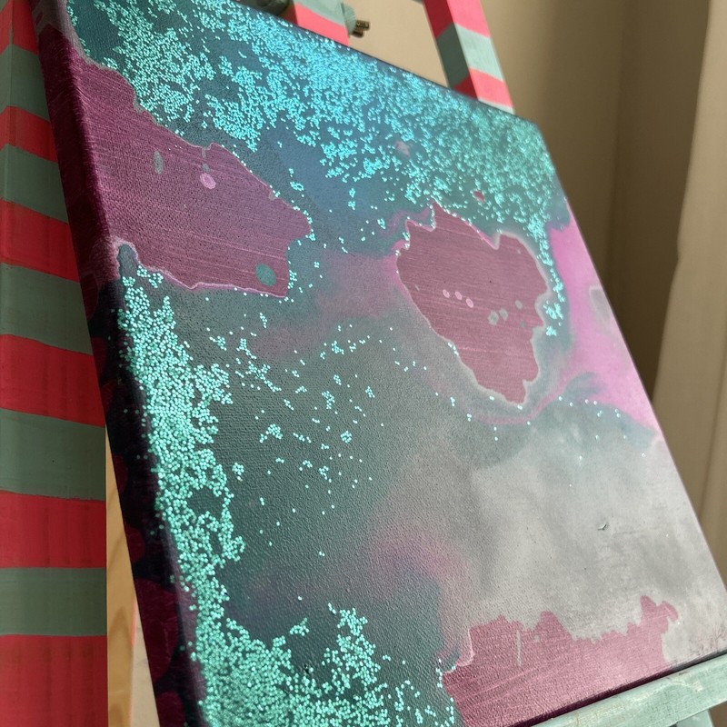 Original Kayla Braden “Submerged” Acrylic Abstract Glitter Painting on Canvas 🌊 gallery