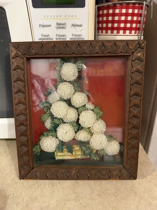 Vintage Oil Painting On Glass Flowers Diorama In Beautiful Wooden Frame