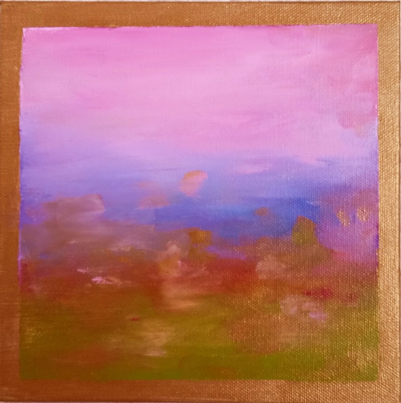 Signed original abstract landscape 8″ x 8″ DOUCEMENT