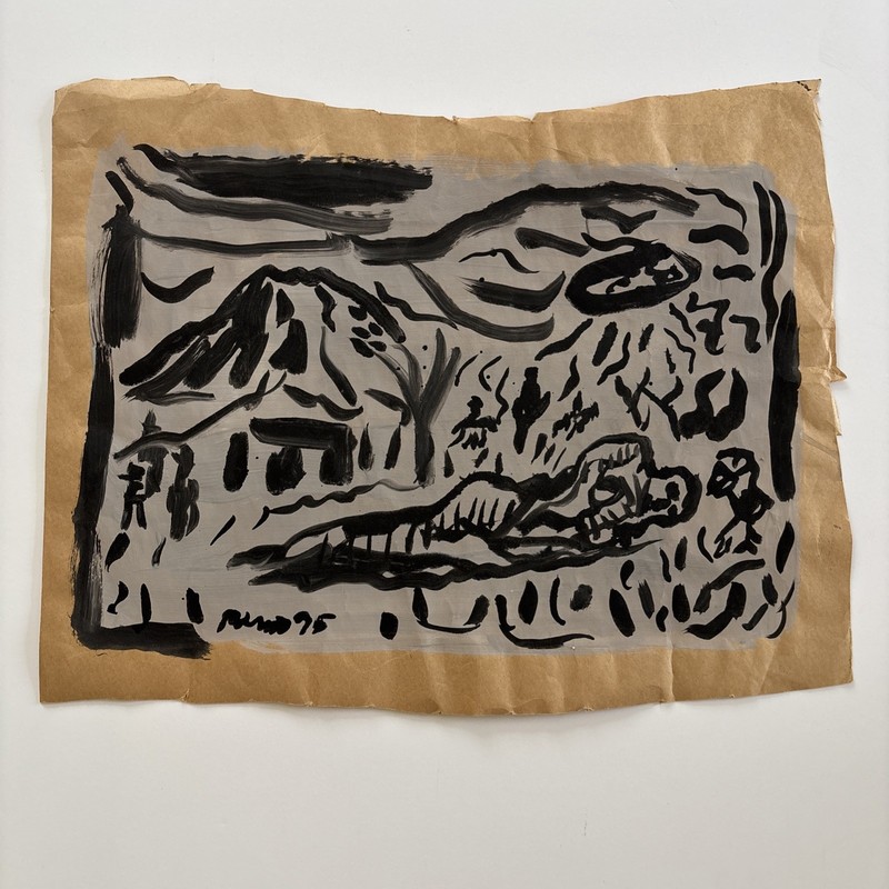 Joe Reno 1995 painting on Butcher paper