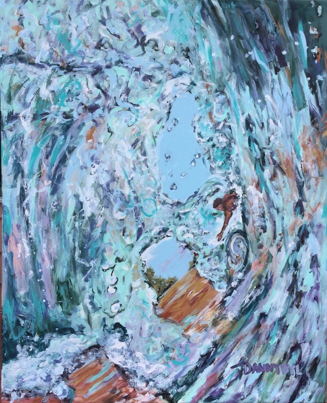 BEACH Ocean Wave Surfer Original Art PAINTING DAN BYL Contemporary Modern 5 feet