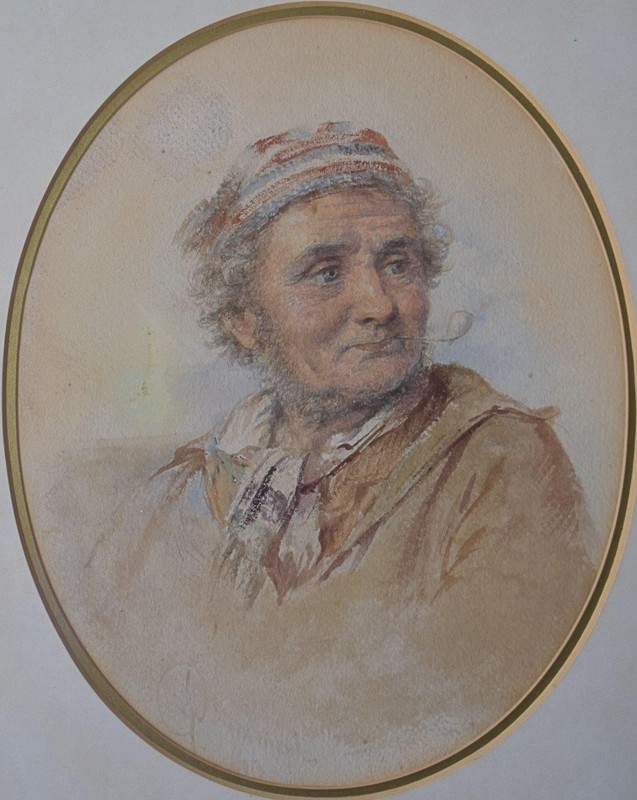 AN OLD SEADOG WATERCOLOUR PORTRAIT JAMES DRUMMOND 1866 SCOTTISH SCHOOL