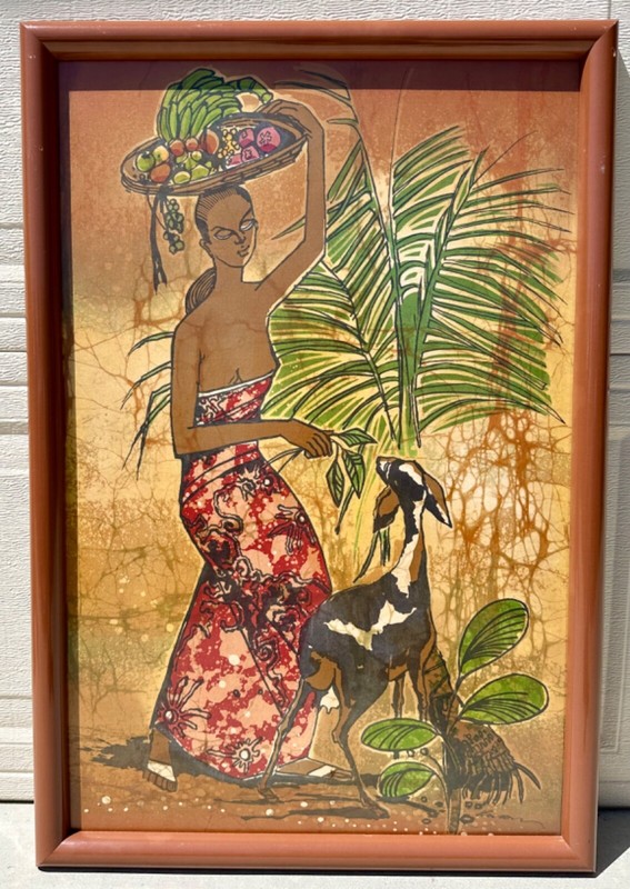 Vintage Rare MCM Batik Painting By Singapore Indonesian Artist Choo Keng Kwang