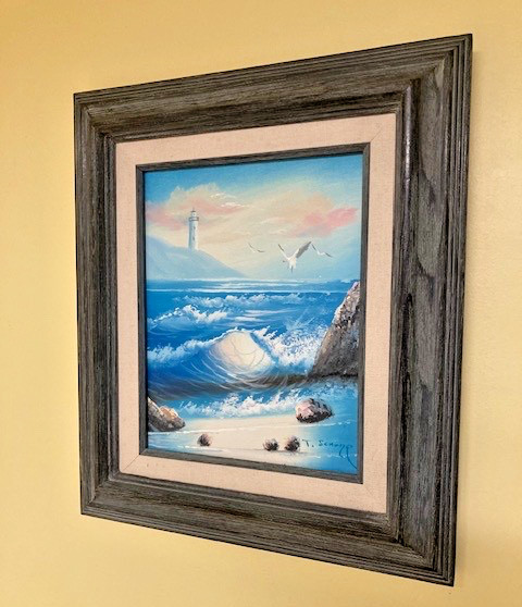 Vintage Seascape Framed Oil Painting Signed T Scmang Gulf Shores AL Original