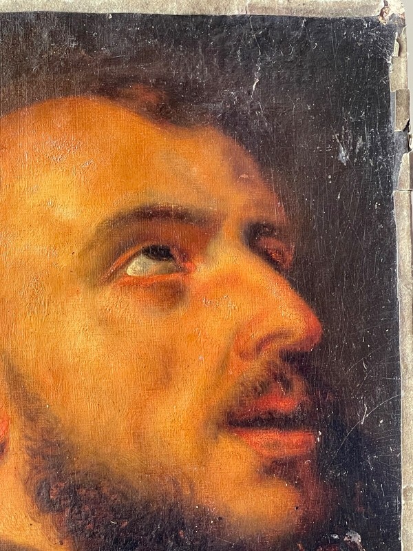 17th ZURBARAN ( circle ) RELIGIOUS OLD MASTER OIL - HEAD OF A FRANCISCAN MONK gallery