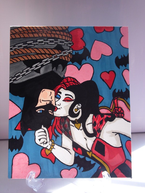 Batman & Harley Quinn Comics Fan Art 8×10 Flat Canvas Painting