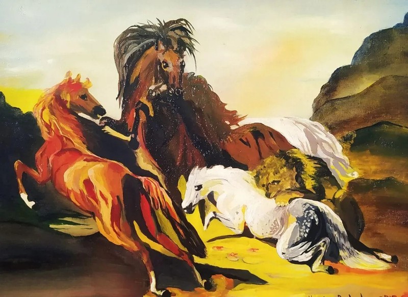 art 391 original painting 30×40 сm oil on canvas ZP Horses modern