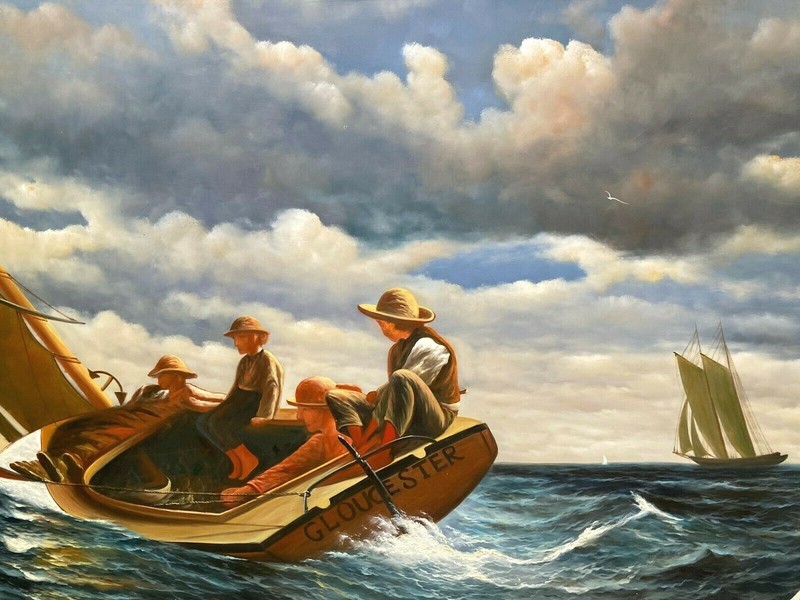 Winslow Homer "Breezing Up" Reproduction Print Made to Look Like Oil on Canvas gallery
