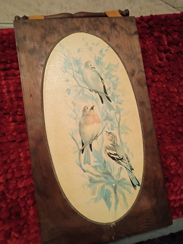 Birds In Tree Vntage Wall Hanging By Paul Whitney Hunter Painting 17x10x1 Canvas