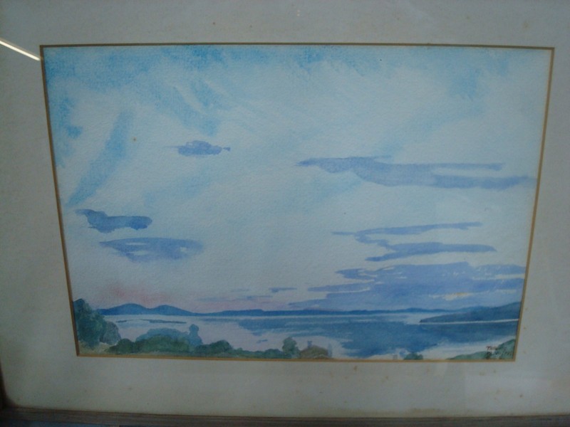Framed Vintage Seascape Watercolor Painting dalama tallberg 1958 C.C.E