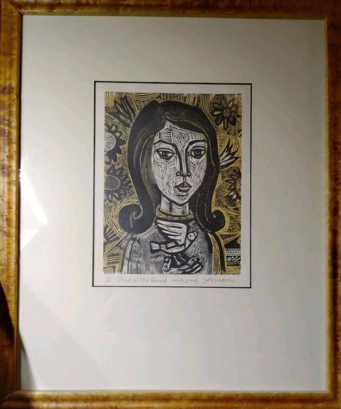 Artwork - Artist Proof - "Bird In The Hand" By AMEN Signed & Framed 22x18 Est gallery