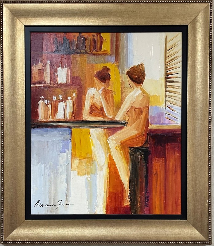 Adriana Naveh «Reflective Moment» Hand Signed Original Oil Contemporary Art