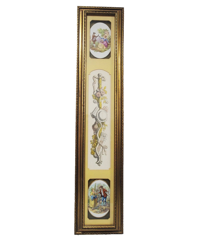 Vintage Andrew Kolb & Son Vertical Gold Framed Art Painting #1696 37 X 7.5