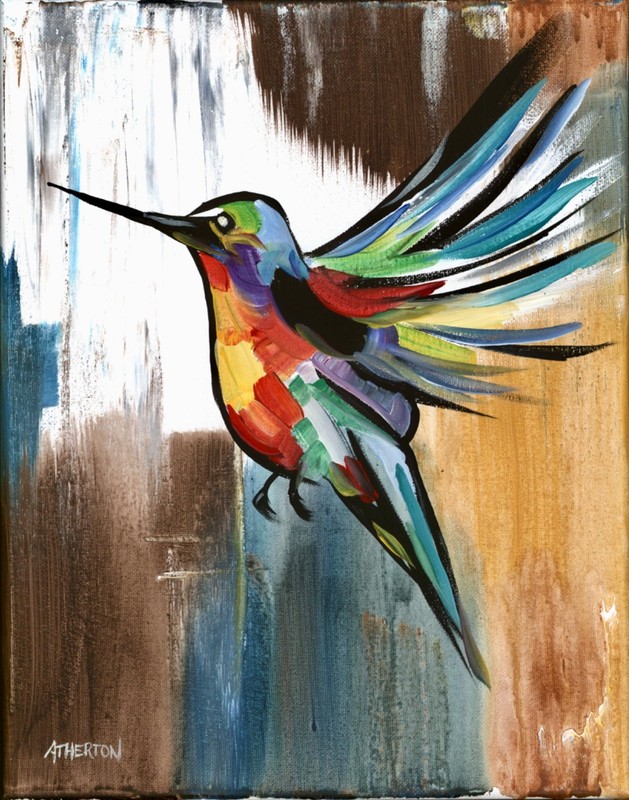 Atherton 11x14 Original Abstract decorator Painting "Humming Bird 3" signed gallery