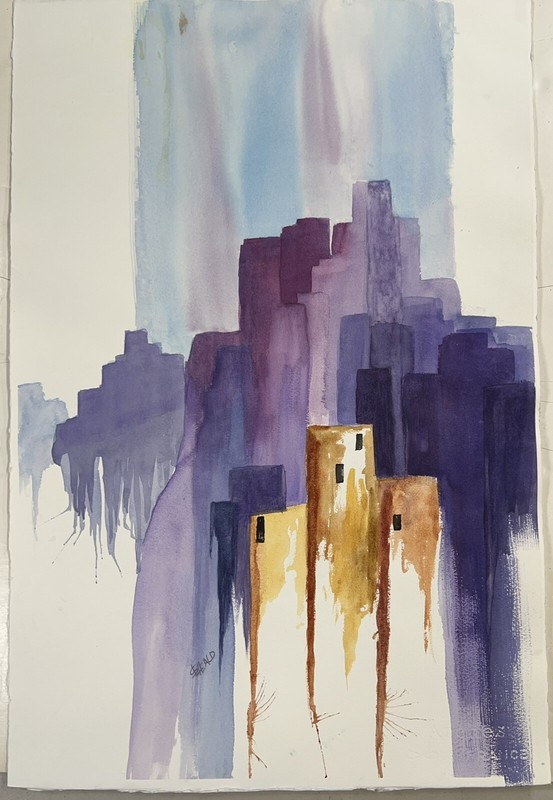 Original Watercolor Painting, Adobe Buildings, Sally Heald 22x15” gallery