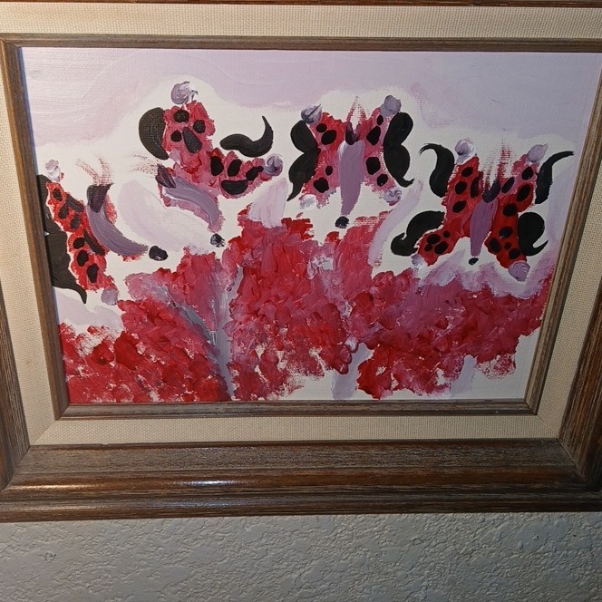 Framed Abstract Butterfly and Flower Acrylic Painting on Canvas, Small, Handmade gallery