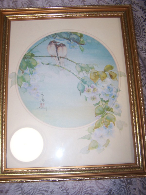 Chinese 20th C. Birds and Floral Silk Painting, Signed 'J. Cheng' gallery