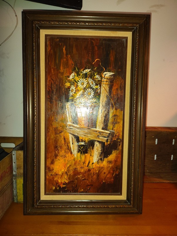 Vintage Dale A. Klee Signed Painting Framed Acrylic On Canvas 19″ x 31″ Daisies
