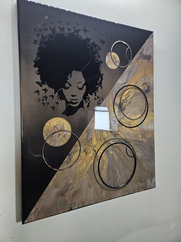 Lg 2pc 16x20 Split Composition Dutch Pour. Resin Coated. Titled, Love My Sister gallery