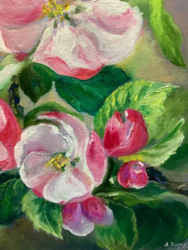 Apple Tree Blooming Original Painting in Oil 12x14" Flowers Artwork on eBay gallery