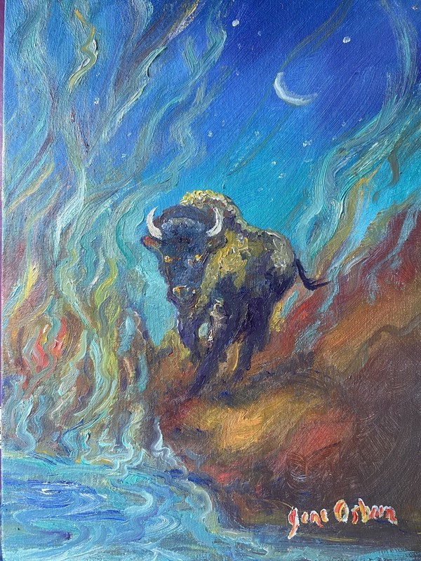 Original Oil Painting Buffalo 5×7 Signed
