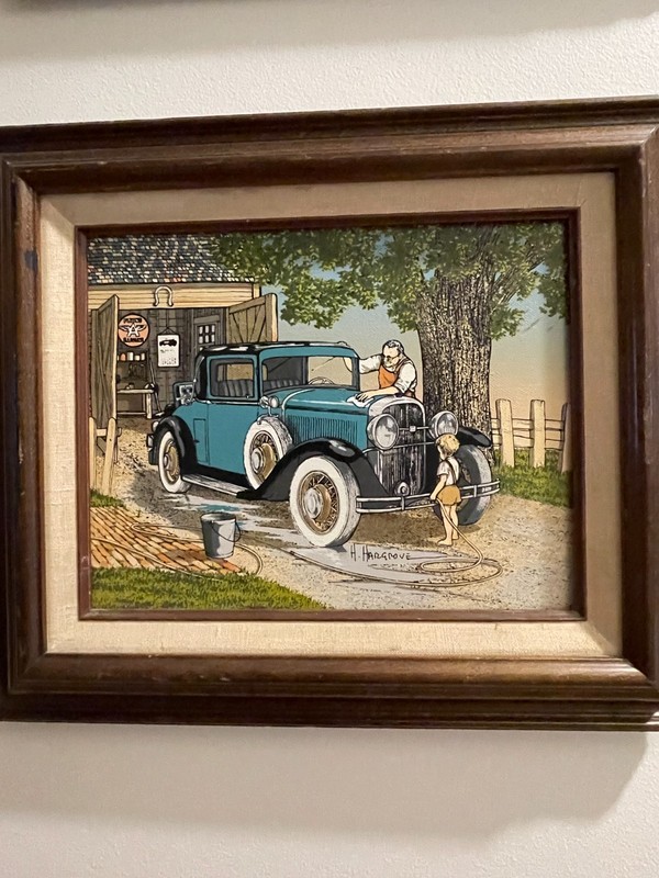 H.HARGROVE FORD 1930 MODEL A CAR WASH FLYING A GAS GARAGE 14.25″ W x 12.25″ H