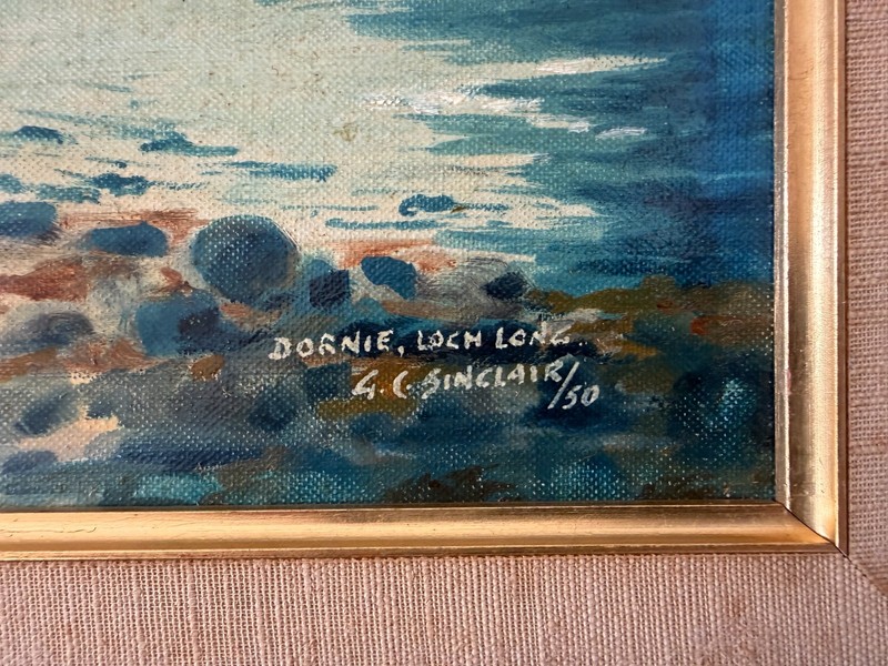 Vintage Original Coastal Landscape Scottish Highlands Signed Framed Sailboats gallery