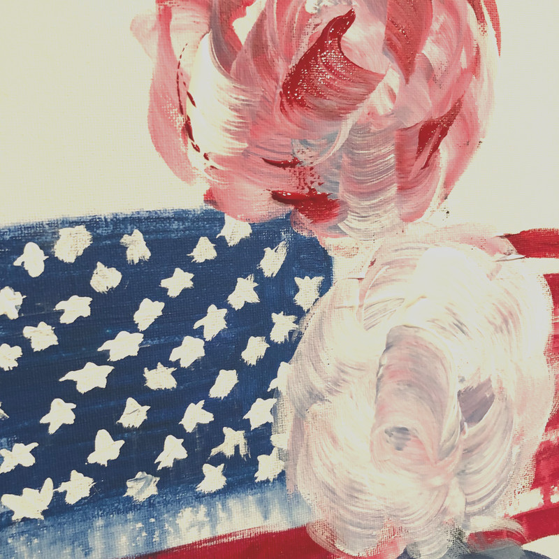 Patriotic roses impressionism modern fine art painting 14X11 canvas original gallery